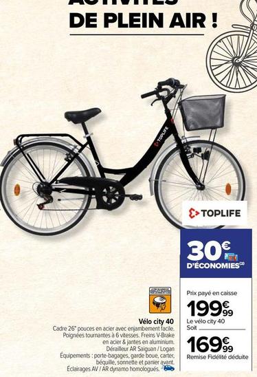 Toplife - Vélo City 40 offre à 169,99€ sur Carrefour