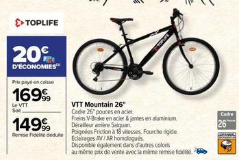 Toplife - VTT Mountain 26" offre à 149,99€ sur Carrefour