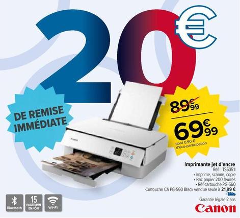 Canon - Imprimante Jet d'Encre Réf.: TS53511 offre à 69,99€ sur Carrefour