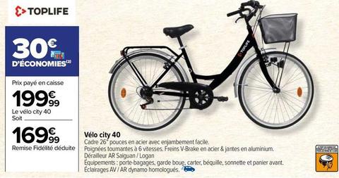 Toplife - Vélo City 40 offre à 199,99€ sur Carrefour
