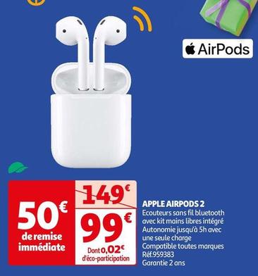 Apple - Airpods 2 offre à 99€ sur Auchan Hypermarché