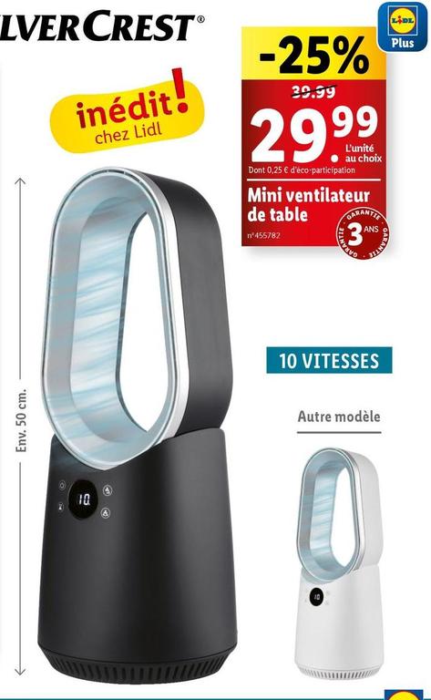 Silver Crest - Mini Ventilateur De Table offre à 29,99€ sur Lidl