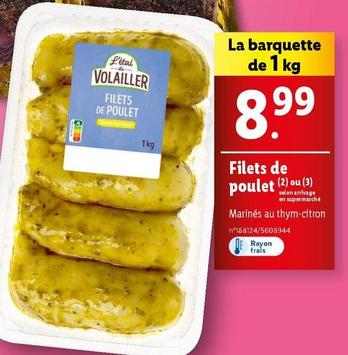 Filets De Poulet offre à 8,99€ sur Lidl