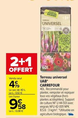 Carrefour - Terreau universel UAB offre à 4,79€ sur Carrefour Contact