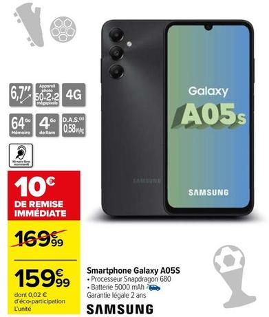 Samsung - Smartphone Galaxy A05S offre à 159,99€ sur Carrefour Contact