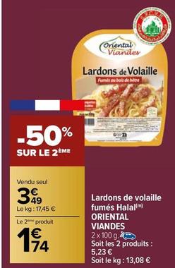 Oriental Viandes - Lardons De Volaille Fumés Halal  offre à 3,49€ sur Carrefour Contact