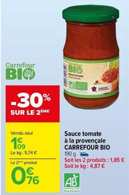 Carrefour - Sauce Tomate À La Provençale Bio offre à 1,09€ sur Carrefour Drive