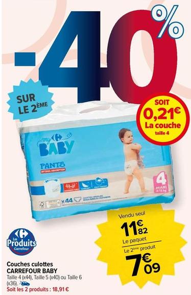Carrefour - Couches Culottes Baby offre à 11,82€ sur Carrefour City