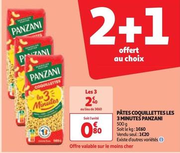 Panzani - Pâtes Coquillettes Les 3 Minutes offre à 0,8€ sur Auchan Supermarché