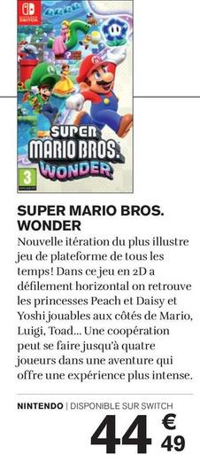 Nintendo - Super Mario Bros. Wonder offre à 44,49€ sur Carrefour Contact