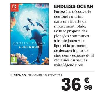 Endless Ocean offre à 36,99€ sur Carrefour Contact