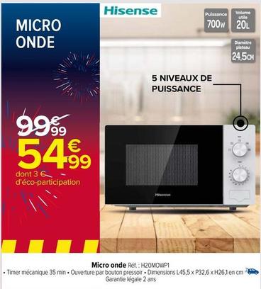 Hisense - Micro Onde H20MOWP1 offre à 54,99€ sur Carrefour
