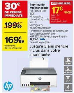 HP - Imprimante multifonctions Smart Tank 5105 offre à 169,99€ sur Carrefour