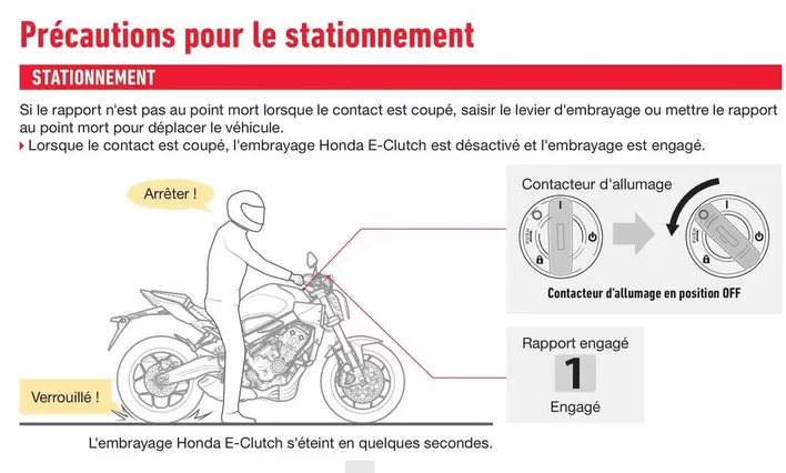 Précautions Pour Le Stationnement offre sur Honda