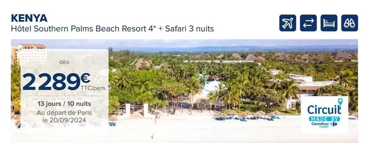 Kenya Hôtel Southern Palms Beach Resort 4* offre à 2289€ sur Carrefour