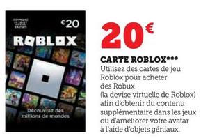 Carte Roblox offre à 20€ sur Hyper U