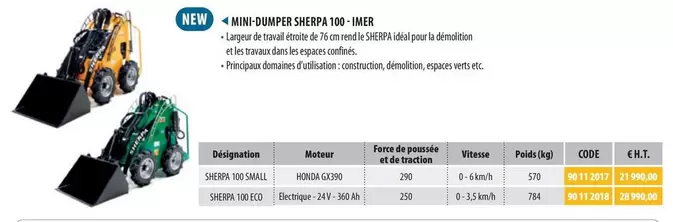 Imer - Mini-Dumper Sherpa 100 offre sur Loxam