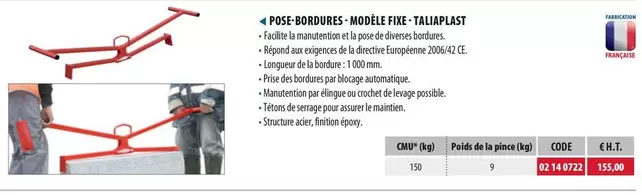 Pose Bordures Modèle Fixe Taliaplast  offre sur Loxam