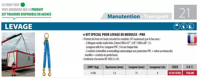 Kit Special Pour Levage De Modules Pms offre sur Loxam