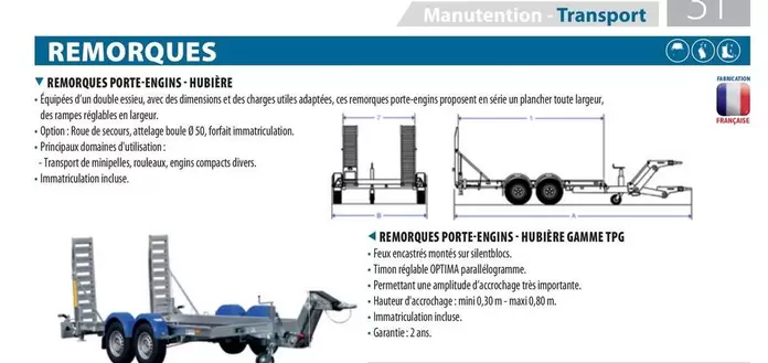 Hubière - Remorques Porte-Engins  offre sur Loxam