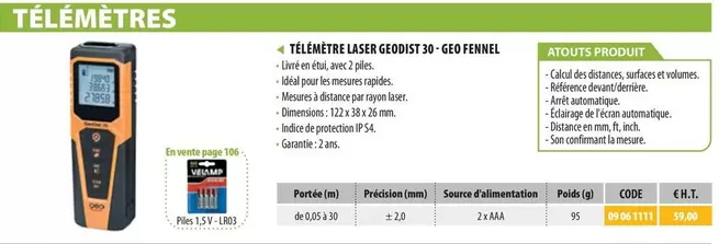 Geo Fennel - Télémètre Laser Geodnst 30 offre sur Loxam