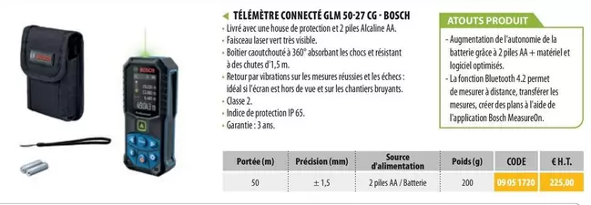 Bosch - Télémètre Connecté GLM 50-27 CG offre sur Loxam