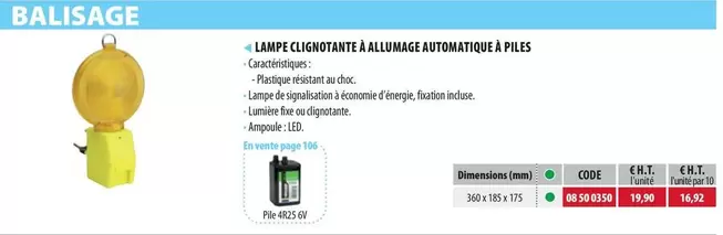 Lampe Clignotante À Allumage Automatique À Piles offre à 19,9€ sur Loxam