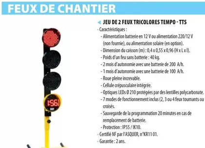 Jeu De 2 Feux Tricolores Tempo-TTS offre à 2690€ sur Loxam