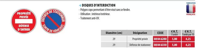 Disques D'Interdiction offre sur Loxam