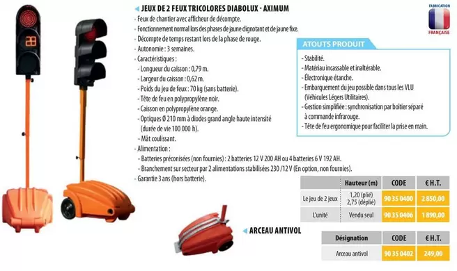 Jeux De 2 Feux Tricolores Diabolux-Aximum offre sur Loxam