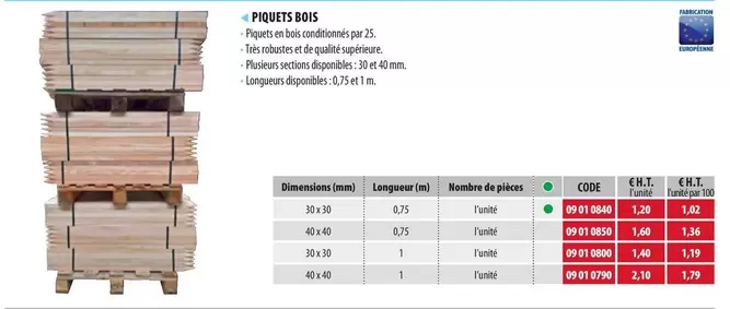 Piquets Bois  offre à 1,2€ sur Loxam