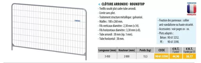 Clôture Arrondie-Roundtop offre sur Loxam