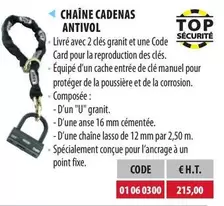 Chaîne Cadenas Antivol offre sur Loxam