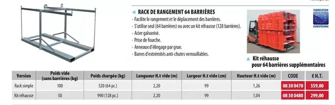 Rack De Rangement 64 Barrières offre sur Loxam