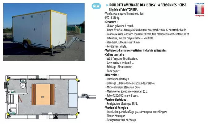 Cnse France - Roulotte Aménagée DE413ERSV-4 Personnes offre sur Loxam