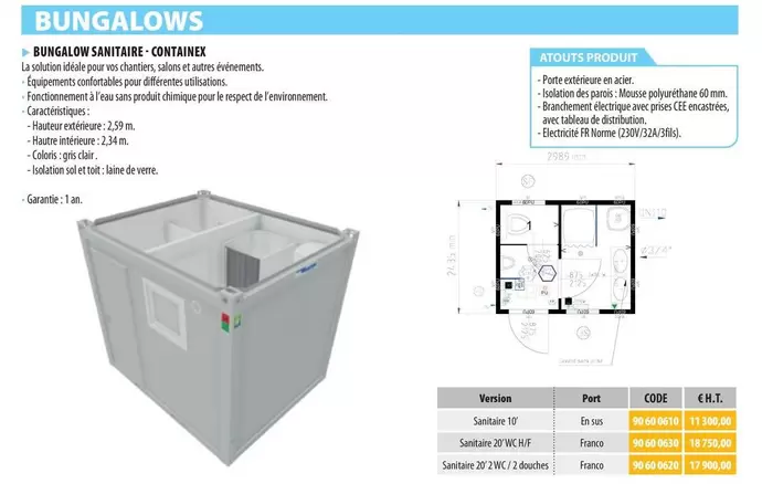 Containex - Bungalow Sanitaire offre sur Loxam