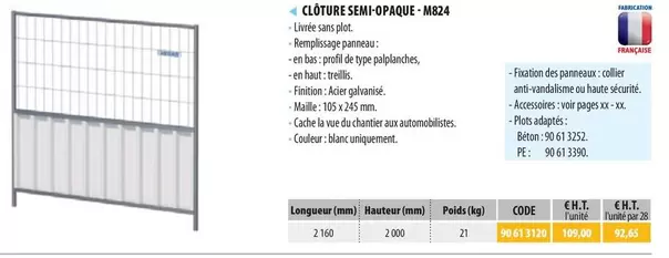 Clôture Semi-Opaque-M824  offre sur Loxam