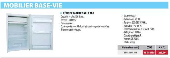 Réfrigérateur Table Top offre à 265€ sur Loxam