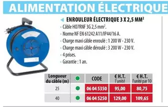 Enrouleur Électrique 3 X 2,5 MM² offre à 95€ sur Loxam