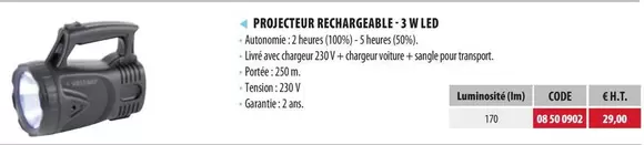 Projecteur Rechargeable 3 W Led offre à 29€ sur Loxam