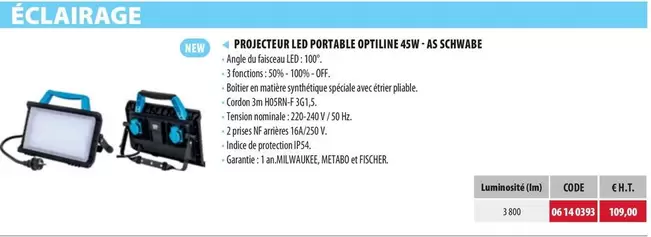 Schwabe - Projecteur Led Portable Optiline 45w As  offre à 109€ sur Loxam