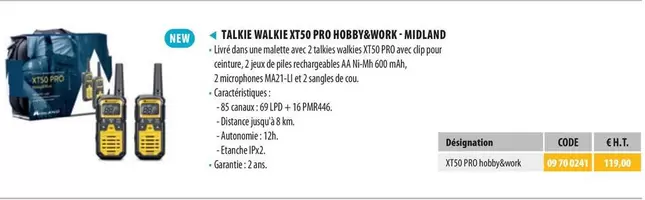 Midland - Talkie Walkie XT50 Pro Hobby&Work offre à 119€ sur Loxam