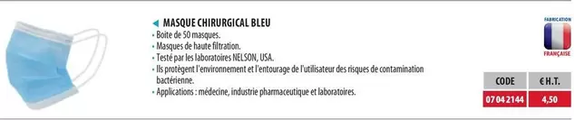 Masque Chirurgical Bleu  offre à 4,5€ sur Loxam