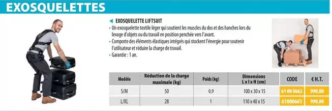 Exosquelette Liftsuit  offre à 990€ sur Loxam