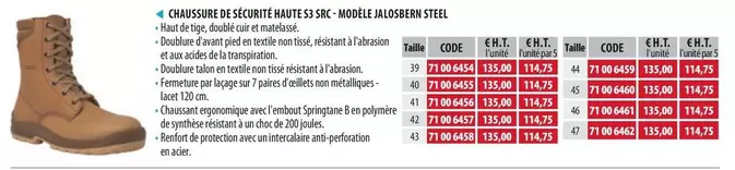 Chaussure Dessortite Hautes 35 X- Morelle Aldoresin Steel offre à 135€ sur Loxam