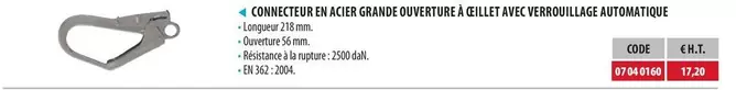 Connecteur En Acier Grande Ouverture À Ceillet Avec Verrouillage Automatique offre à 17,2€ sur Loxam