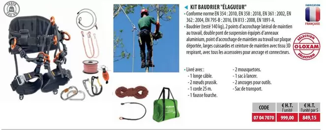 Kit Baudrier "Élagueur" offre à 999€ sur Loxam