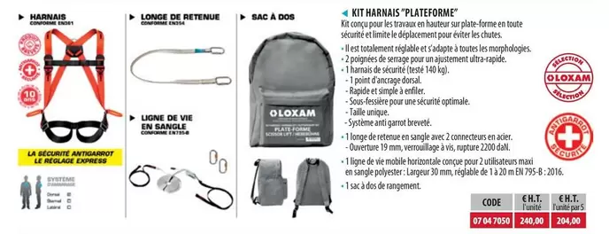 Harnais Plateformer - Kit offre à 240€ sur Loxam