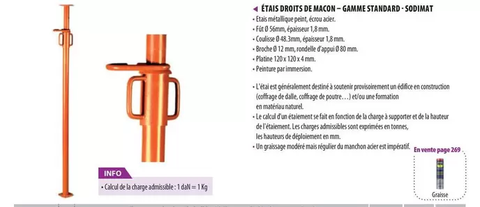 Étais Droits De Macon - Gamme Standard - Sodimat offre à 15,9€ sur Loxam