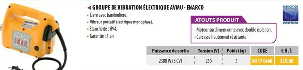 Enarco - Groupe De Vibration Électrique AVMU offre à 219€ sur Loxam